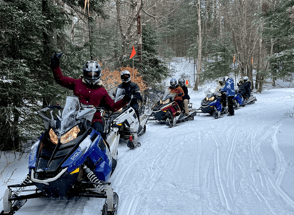 Vermont Mt. Adventures snowmobiling tours on-site at Pinnacle Lodge.